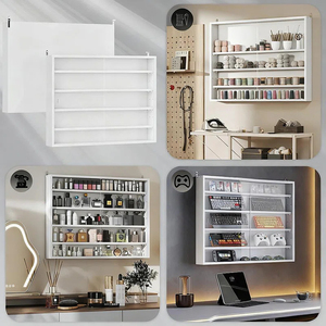 <span class=keywords><strong>Vitrine</strong></span> avec portes coulissantes en acrylique transparent, <span class=keywords><strong>vitrine</strong></span> blanche pour collection de cosmétiques, organisateur mural, <span class=keywords><strong>vitrine</strong></span> DR572 - Product Image 4