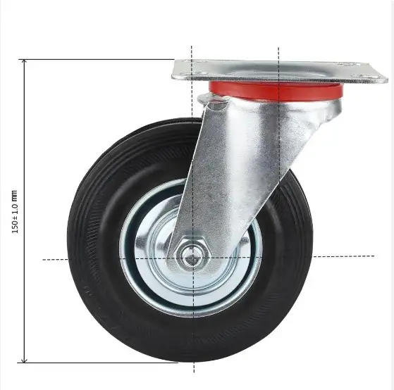 Medium Duty Industry Caster Wheel fixed Swivel Brake Rubber 4" 5" 6" 8" Swivel & Rigid Industrial Casters