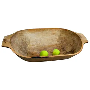 탁상 수조 가정 장식 주방 식기 용 손잡이와 나무 반죽 그릇 직사각형 모양의 나무 반죽 그릇