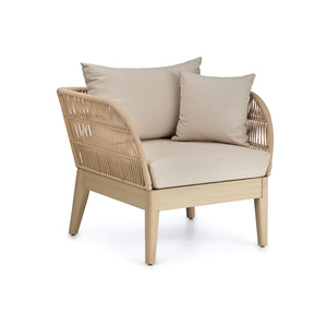 Outdoor <b>Arm</b> <b>Chair</b> Waterproof UV Resistant <b>with</b> Woven Rope and Cushion Garden Furniture Wholesale Supplier - Product Image 1