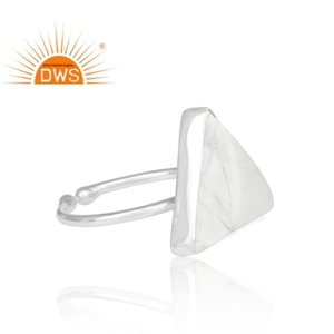 Latest Design Fine Sterling Silver Natural Howlite Gemstone <b>Adjustable</b> <b>Ring</b> Jewelry Manufacturer - Product Image 4