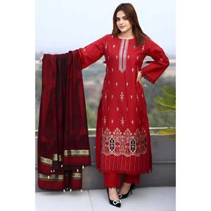 Trends by Cp <b>Present</b> Women's 3PC Embroidered Khaddar Cutwork Shirt & Kashmiri Jacquard Shawl Set - Product Image 1