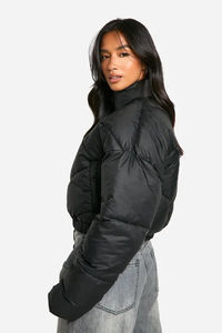 Chaqueta de invierno personalizable OEM para mujer, Capucha ajustable, diseño acolchado, piel de oveja transpirable en color arena sólido, venta al por mayor - Product Image 2