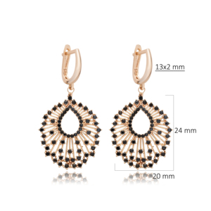 Pendientes colgantes de piedra CZ negra cúbica, joyería de plata de ley 925 hecha a mano turca al por mayor - Product Image 2