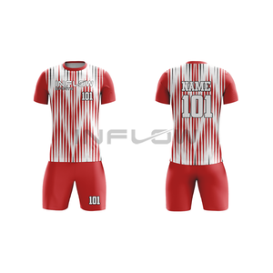 Custom Soccer Jersey Men's Short Sleeve 100% Polyester Sublimated Moisture Wicking <b>Athletic</b> Fit Red White Striped - Product Image 3
