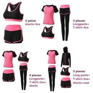 Ropa Deportiva transpirable sin costuras para mujer, pantalones cortos de Fitness para correr, chaleco con sujetador de manga larga, conjunto de ropa de Yoga de 4 piezas - Product Image 1