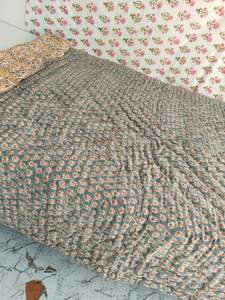 Couverture en coton Kantha indien, imprimé en blocs, couvre-lit fait à la main, couverture d'hiver confortable, décoration d'intérieur, literie matelassée - Product Image 6