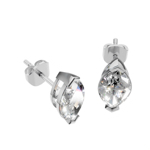 Pendientes de Botón con Engaste de Garra, Corte Marquesa, Moissanita VVS, Oro Sólido de 14K, para Mujer, Compromiso, Boda, Aniversario, Gran Venta - Product Image 4