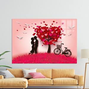 Modern Love: Impresión en Lienzo de Árbol de Corazones para Parejas - Elegante Arte de Pared, Vidrio - Product Image 1