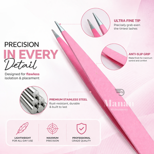 Pink Eyebrow Tweezers Stainless Steel <b>Pointed</b> Tip Precision Hair <b>Removal</b> Beauty <b>Tool</b> Fine Tip Anti Slip Tweezer - Product Image 2
