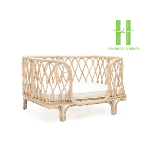 Lit pour animaux de compagnie en rotin brun naturel de Bohème moderne avec coussin Logo personnalisé et emballage de fabricant du Vietnam - Product Image 4