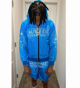 ชุดวอร์มกันลมสำหรับผู้ชายชุดวอร์มโพลีเอสเตอร์มีซิปและกางเกงขาสั้น - Product Image 3