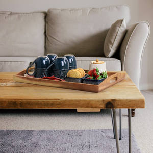 โต๊ะไม้ทำด้วยมือถาดเสิร์ฟทรงสี่เหลี่ยมผืนผ้าสไตล์โมเดิร์นสำหรับจัดเก็บในห้องครัวที่บ้าน - Product Image 4