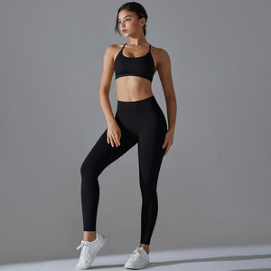 OEM femmes Yoga sans couture ensemble sport Leggins Gym sans couture soutien-gorge Scrunch fesses Leggin ensemble logo personnalisé pantalon haute qualité costume - Product Image 2