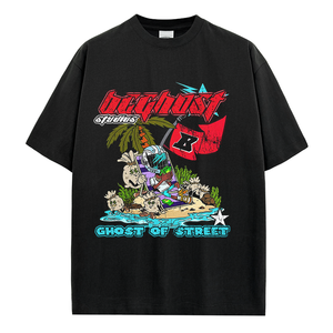 เสื้อยืด100% พิมพ์ลายแบบสวมหัวสำหรับผู้ชายเสื้อยืดพิมพ์ลายแขนสั้นโอเวอร์ไซส์ผ้าฝ้าย - Product Image 2