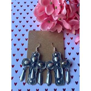 Tim Yazzie White Gold Cross Dangle Earrings Gold Plated Sterling <b>Silver</b> <b>Hoop</b> Drop Pearl for Parties Christian Celebrations - Product Image 1