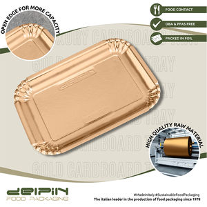 Made in Italy Bandeja Rectangular Desechable Ecológica de Cartón Dorado Diferentes Tamaños Vendido en KG Listo Para Enviar - Product Image 3