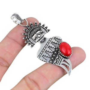 Tendance 925 argent Sterling corail pierres précieuses pendentif bijoux à la main argent Boho Style pendentif bijoux pour femmes cadeau pour les filles - Product Image 1