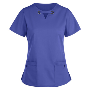 Usine directe femmes uniforme col en V haut infirmière Logo personnalisé tailles hôpital médical clinique Spa Salon prix de gros ensemble de gommage - Product Image 2
