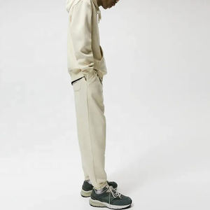 Ensemble de survêtement pour homme en coton 100% beige, coupe ample, avec poignées robustes, respectueux de l'environnement, deux pièces, sweat à capuche et pantalon cargo grande taille - Product Image 5