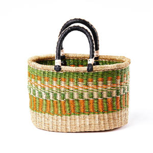 Panier de sac à vêtements jonc de mer fabriqué sur mesure vente en gros coût direct sacs à linge en paille d'herbe de mer - Product Image 3