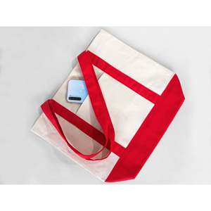 กระเป๋าผ้าแคนวาสสีทึบพร้อมที่จับสีแดง16W X 14H x 5L 12 oz ออกแบบตามต้องการ - Product Image 2