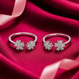 Bagues d'orteil Zarkan Flow of Floras en diamant avec finition argentée pour mariages, fiançailles, cadeaux - Product Image 1