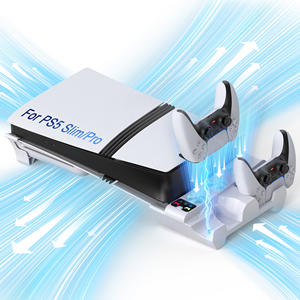 Многофункциональная зарядная станция для PS5 Pro/Slim с охлаждающим вентилятором — док-станция для двух контроллеров и подставка для гарнитуры, быстрая зарядная база - Product Image 1