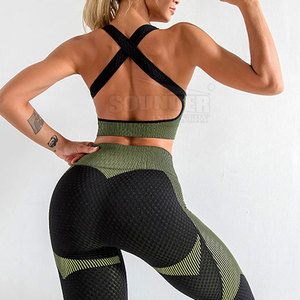 Nouveau style personnalisable pour femmes Gym Fitness Wear ensembles de yoga à motif solide avec taille élastique 2 pièces en vente ensembles de yoga de gym personnalisés - Product Image 6