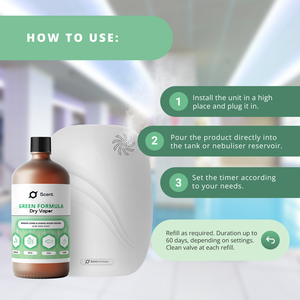 Neutralizador de Olores en Vapor Seco, Fórmula Verde Estándar: Olores de Tabaco, Mascotas, Peces y Humedad - Botella de 1L - Listo para Usar - Product Image 6
