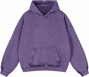 Nouvel Arrivage – Sweat à Capuche Oversize en Coton Mélangé Effet Vieilli, Teinture Tie-Dye, en Molleton Bouclette, Zippé, Délavé à l'Acide, Effet Soleil Décoloré - Product Image 3