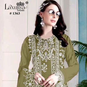 Elegant Heavy Embroidered Tunic Kurti with Handwork Detailing Glamorous Embroidered Sleeves With Organza Dupatta - Product Image 1