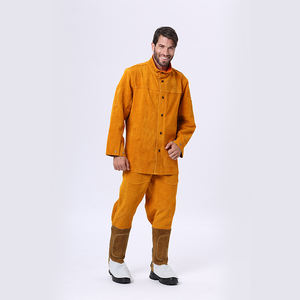 Veste de sécurité de soudage en cuir suédé fendu de vache résistance au feu résistance à la flamme EN407 EN388 conforme à la chaleur coupe anti-coupure rayonnement - Product Image 1