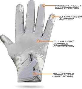 Gants de receveur de football américain de qualité supérieure, paume collante, impression en silicone haut de gamme, gants de football durables pour joueurs de ligne - Product Image 3