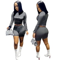 Ensemble de shorts décontractés pour femmes, couleur unie, 2 pièces, t-shirt à manches longues, spandex/polyester, respirant, séchage rapide, vêtements d'été