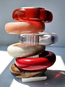 Nueva llegada respetuoso del medio ambiente boda moda barato al por mayor acrílico Irregular translúcido diseño cuadrado brazalete pulsera - Product Image 4