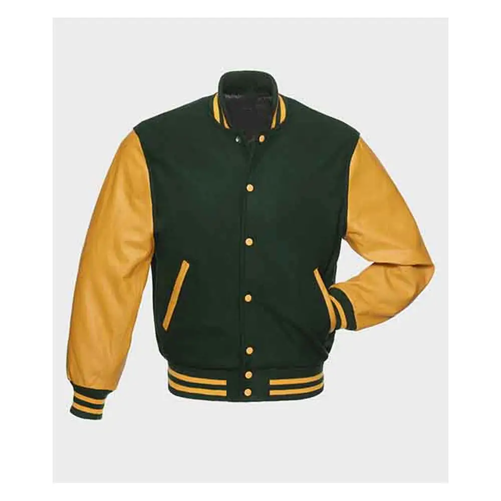 Jaqueta chenille de couro personalizada, venda quente de casaco de lã faculdade, mangas de couro de beisebol, bomber, varsidade, masculina, 1 comprador