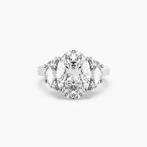 แหวนหมั้นแบบวินเทจที่มีเพชรโมอิสเจียระไนทรงรีสามก้อนสำหรับงานเลี้ยงของขวัญแต่งงานหรืองานครบรอบ - Product Image 1