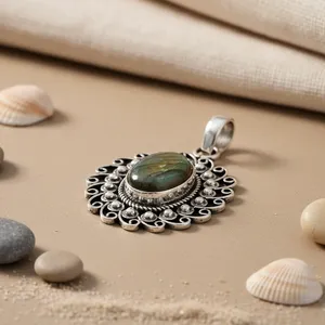 Vintage 925 Silver Labradorite Pendant Floral Design Bezel Set Natural <b>Stone</b> Solitaire Unisex Everyday Wear Jewelry - Product Image 1