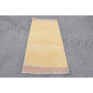 Modern Yellow Wool Rug 2.7 X 5.6 ft Turkish Flat Weave Patchwork Large Area Living <b>Room</b> <b>Carpet</b> for Teens for 9x12 Size Space - Product Image 1