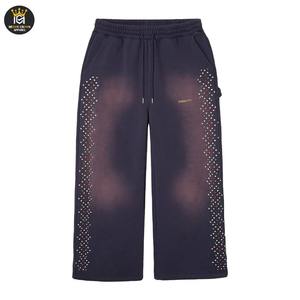 กางเกงวอร์มประดับพลอยเทียมสำหรับผู้ชายกางเกงฮิปฮอปเป็นประกายกางเกงฮิปฮอปสตรีทสุดหรูกางเกงวิ่งจ็อกเกอร์ประดับคริสตัลเพชร - Product Image 1