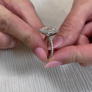 Bague de fiançailles pour femme en diamant blanc ovale de 3,50 carats certifié IGI, cultivé en laboratoire, avec halo double bordure, F-E-VS/VVS, nouvelle collection - Product Image 3