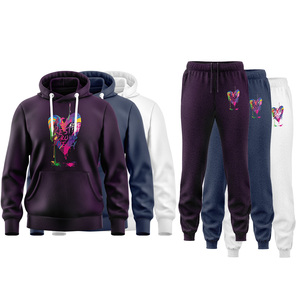 Conjunto de chándal de invierno unisex, Sudadera con capucha cómoda de secado rápido, ropa informal, logotipo de talla grande personalizado, opción transpirable al por mayor - Product Image 6