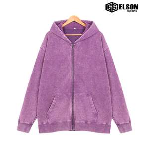 Fabricantes OEM de calidad de tendencia 100% algodón de peso pesado Streetwear Pullover Sun Faded con bolsillos de canguro Hombres Sudadera con capucha - Product Image 4