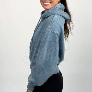 Sudaderas con capucha de mujer con lavado ácido sólido con logotipo personalizado 2025 Venta directa de fábrica Sudaderas con capucha lavado ácido en existencias - Product Image 2