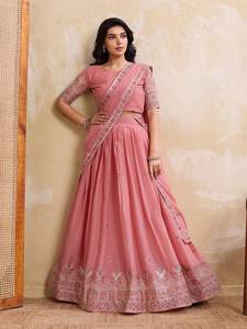 Tenue ethnique Lehenga Choli en pur georgette avec broderie élégante, travail au fil de codage, tenue de créateur pour les mariages, les festivals - Product Image 2