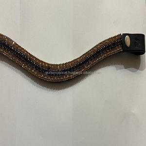 Correa de cuero para cejas de alta calidad, 5 filas de cristales dorados y negros, diseño personalizado, cómoda, precio al por mayor, 2023 - Product Image 6