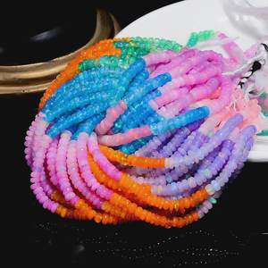 Multi Ethiopian Opal Rondelle Smooth Beads Loose Gemstones for Jewelry Making <b>Bracelet</b> Necklace DIY Beading Supplies - Product Image 4
