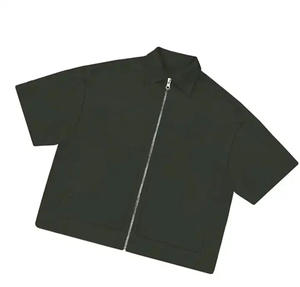Vêtements de sport pour hommes t-shirt zippé respirant à manches courtes coupe ajustée vêtements d'entraînement d'été mode entraînement haut de fitness décontracté - Product Image 3