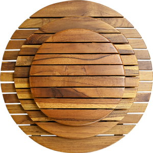 Sous-verre et dessous-de-plat ronds en teck de luxe, modernes, de 25 cm de diamètre, résistants à la chaleur, pour protéger les surfaces des plats chauds - Product Image 1